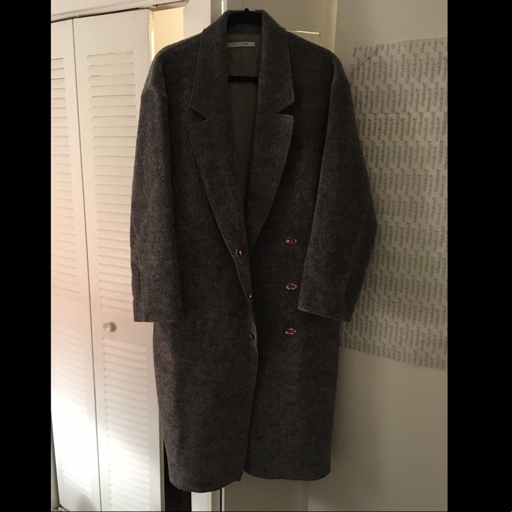 Yohei Ohno Grey double breasted wool blend coat